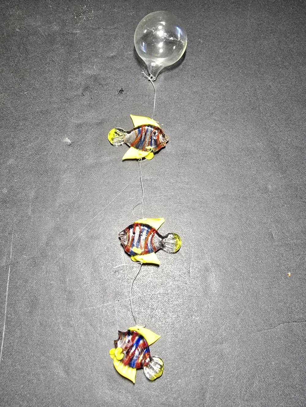 Lot of 4 LS Arts Blown Glass Floating Fish Bubble Tropical Tank Aquarium Decor